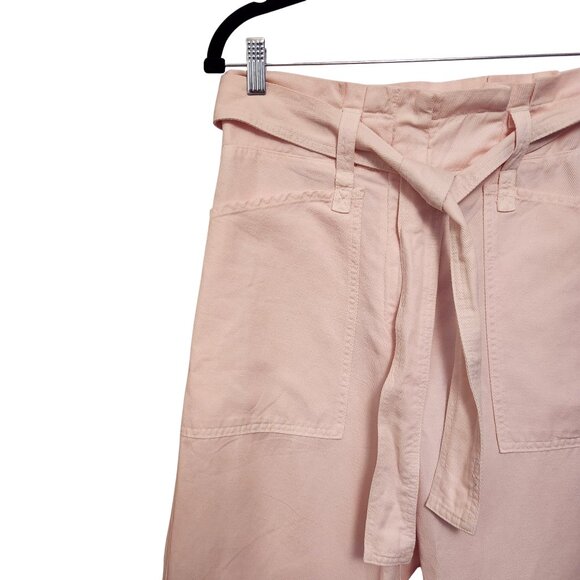 ALC Light Pink Coburn Waist Tie Tapered Pants Size 4 Cotton Linen Blend - Picture 3 of 11